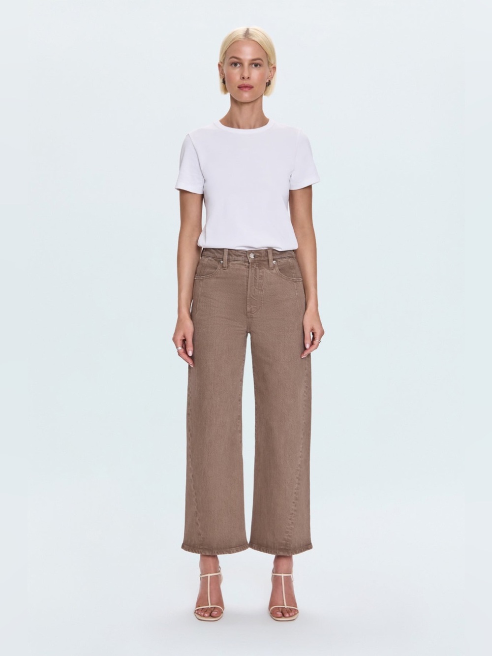 Pistola Kyra High Rise Bowed Ankle Crop Jeans Tannin Brown Size 26 NWOT Defect - Picture 1 of 15